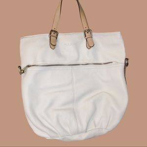 Pulicati White Leather Large Tote Bag